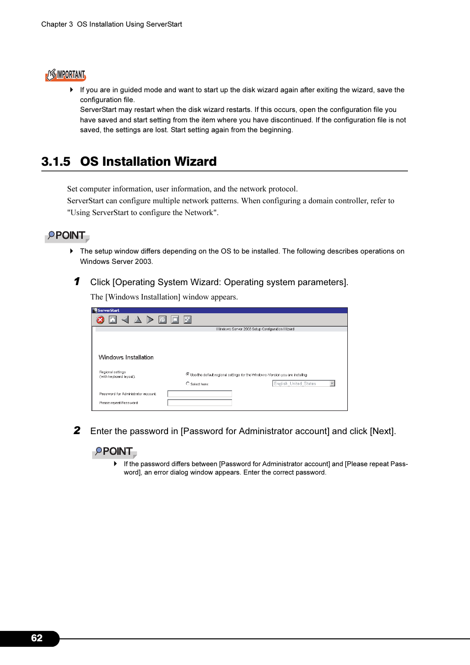 5 os installation wizard | FUJITSU Primergy RX200 S2 User Manual | Page 62 / 307