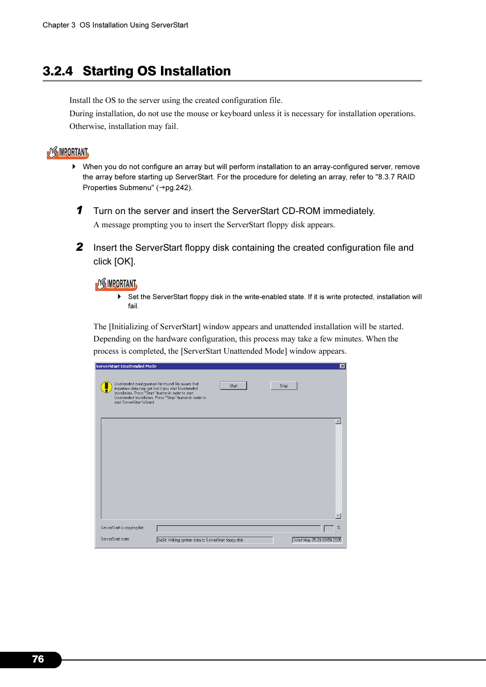 4 starting os installation | FUJITSU Primergy RX200 S2 User Manual | Page 76 / 307