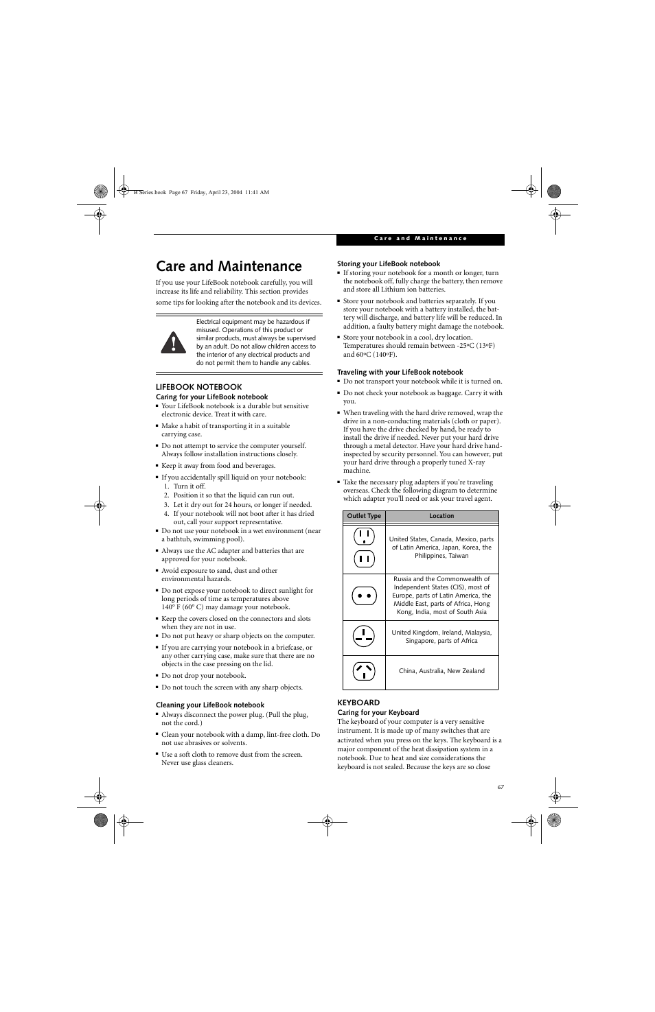 Care and maintenance | FUJITSU B3020D User Manual | Page 74 / 115