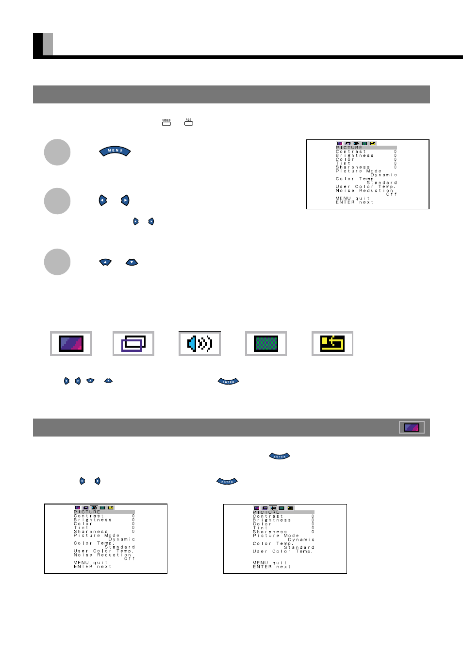 How to use menus, 18 selecting options in a menu, Using the picture menu | FUJITSU PDS4234W User Manual | Page 20 / 48