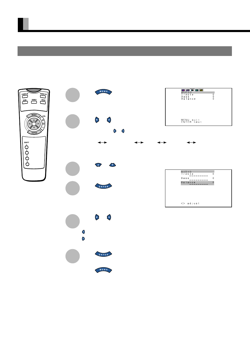 Adjusting audio (audio menu) | FUJITSU PDS4234W User Manual | Page 30 / 48