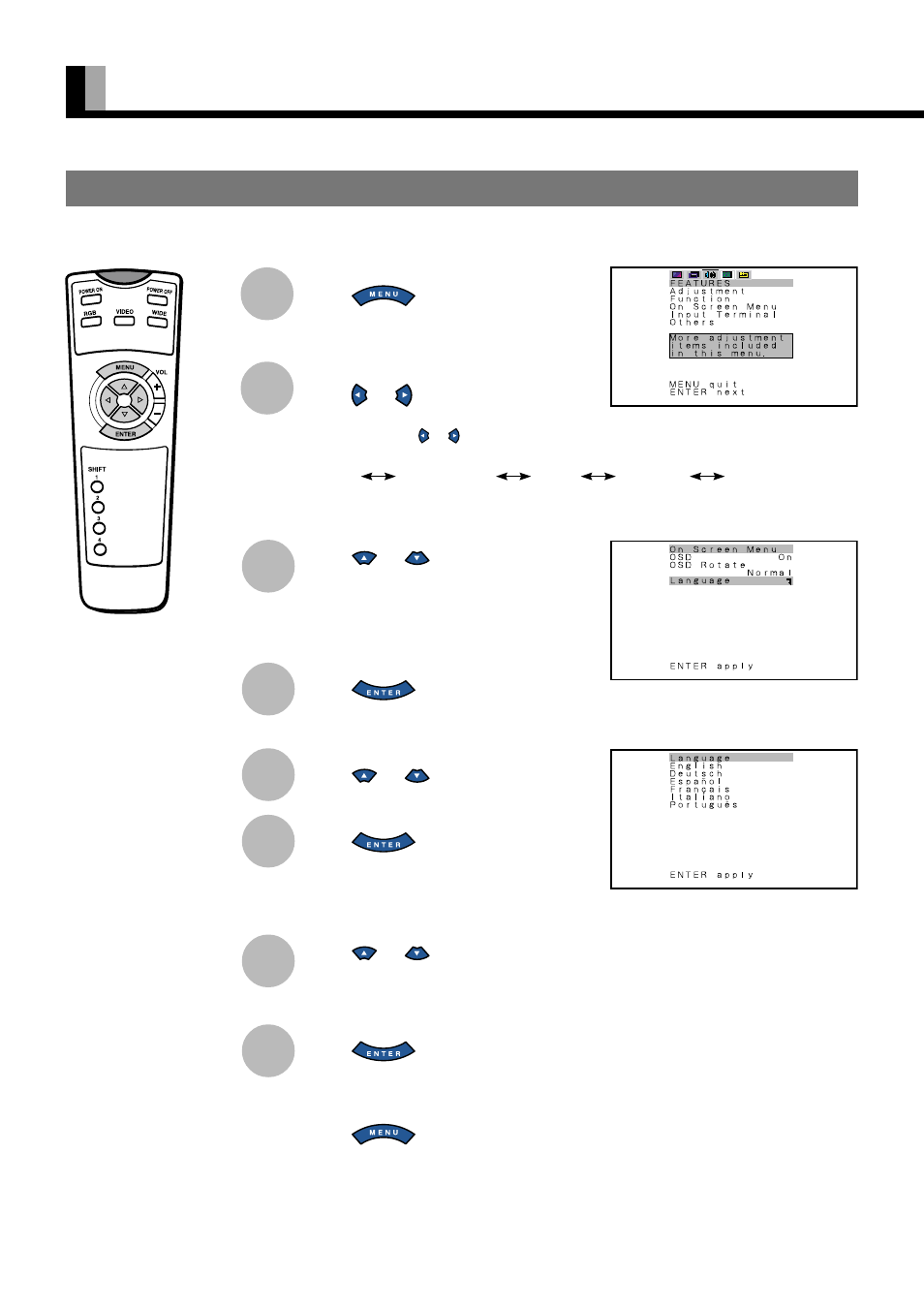Other adjustments (features menu) | FUJITSU PDS4234W User Manual | Page 32 / 48