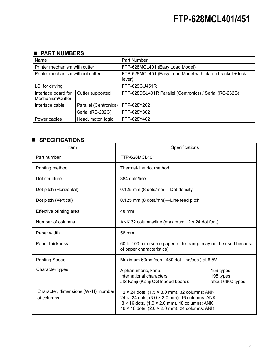 FUJITSU FTP-628MCL451 User Manual | Page 2 / 9