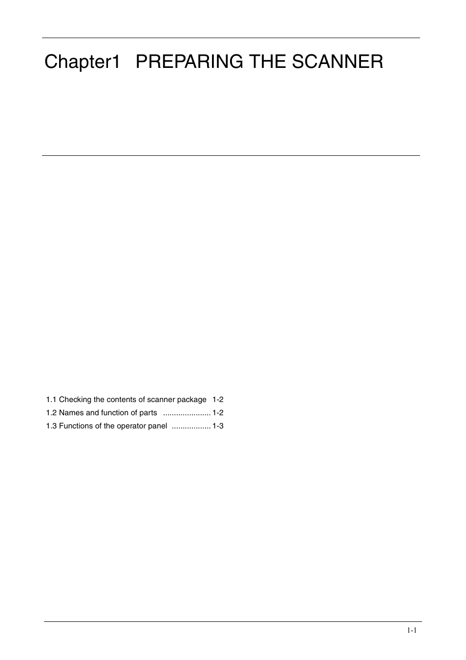 Chapter 1 preparing the scanner, Chapter1, Preparing the scanner -1 | Chapter1 preparing the scanner | FUJITSU fi-5750C User Manual | Page 13 / 40