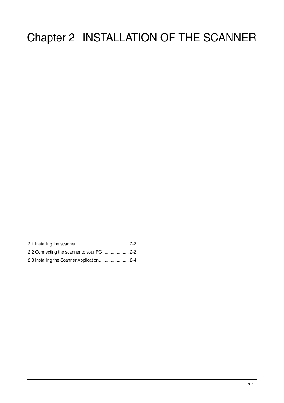 Chapter 2 installation of the scanner, Chapter 2, Installation of the scanner -1 | FUJITSU fi-5750C User Manual | Page 17 / 40