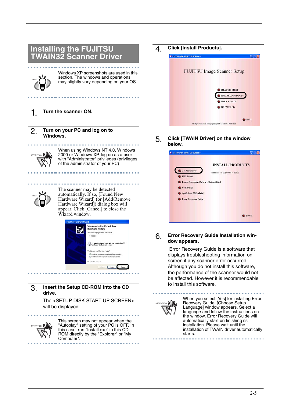 Installing the fujitsu twain32 scanner driver | FUJITSU fi-5750C User Manual | Page 21 / 40
