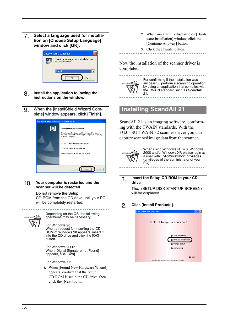 Installing scandall 21 | FUJITSU fi-5750C User Manual | Page 22 / 40