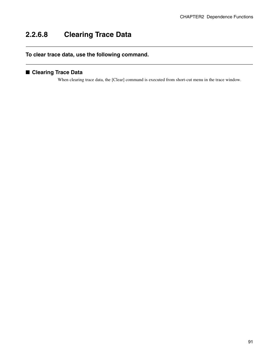 8 clearing trace data, Clearing trace data | FUJITSU CM71-00329-7E User Manual | Page 101 / 234