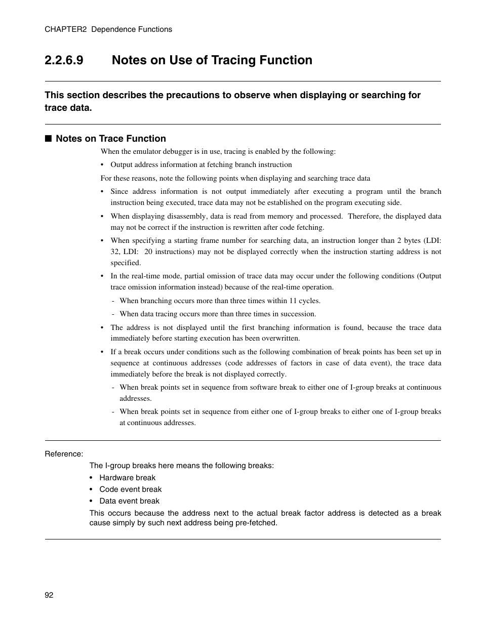 9 notes on use of tracing function, Notes on use of tracing function | FUJITSU CM71-00329-7E User Manual | Page 102 / 234