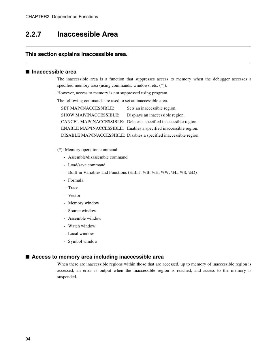 7 inaccessible area, Inaccessible area | FUJITSU CM71-00329-7E User Manual | Page 104 / 234