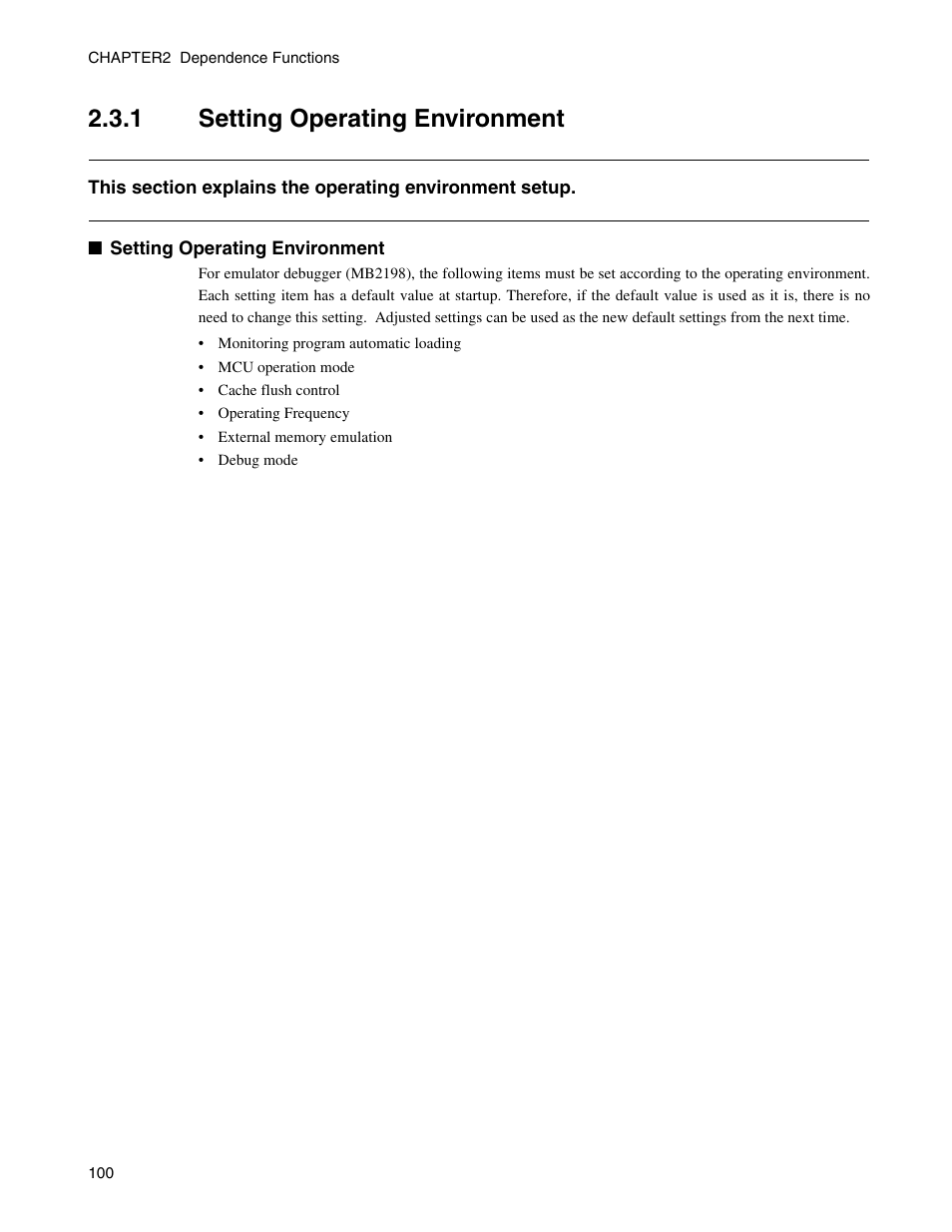 1 setting operating environment, Setting operating environment | FUJITSU CM71-00329-7E User Manual | Page 110 / 234