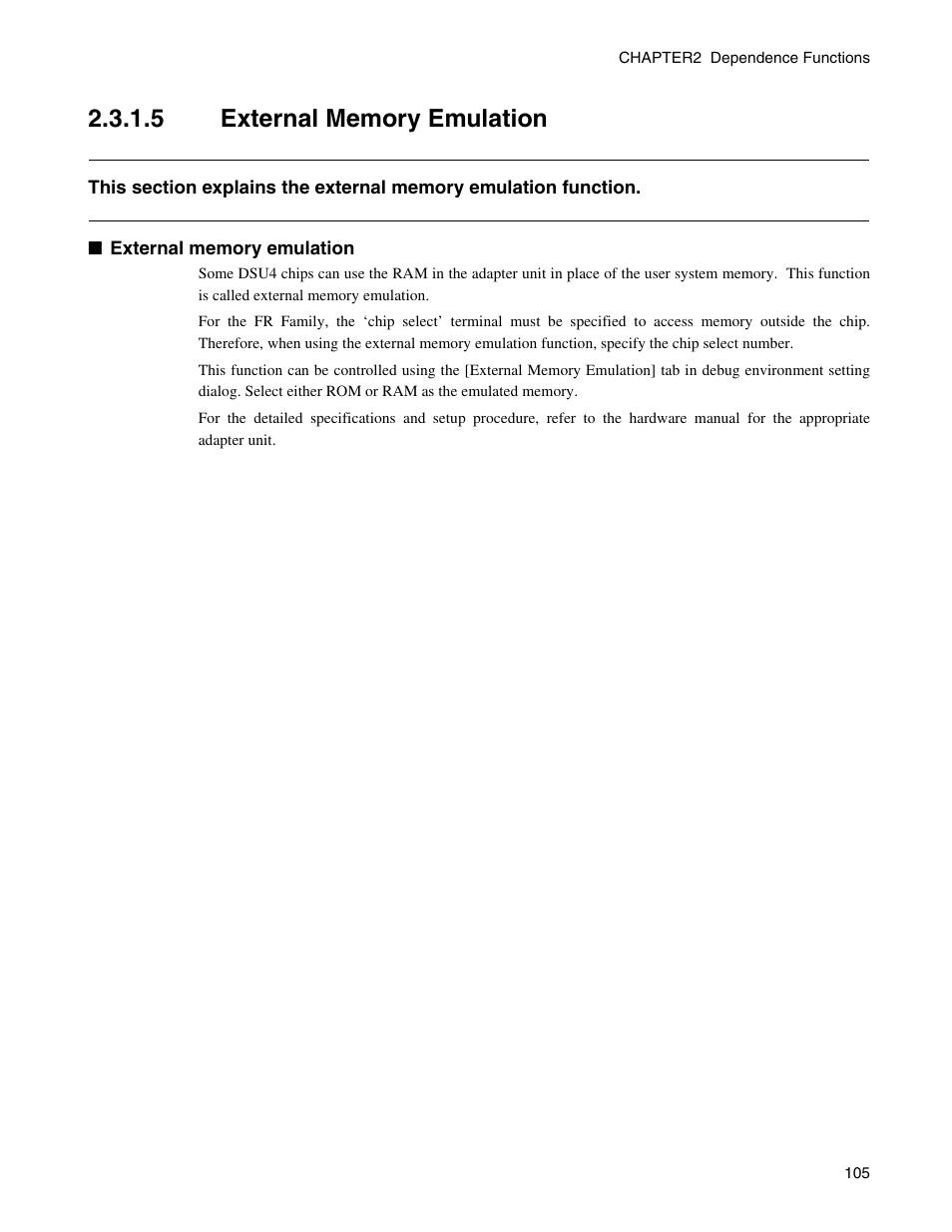 5 external memory emulation, External memory emulation | FUJITSU CM71-00329-7E User Manual | Page 115 / 234