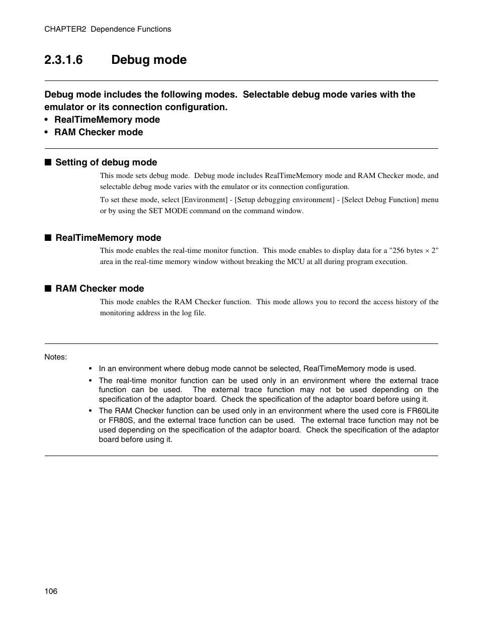 6 debug mode, Debug mode | FUJITSU CM71-00329-7E User Manual | Page 116 / 234