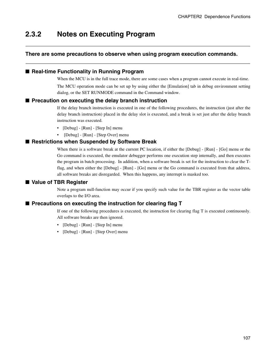 2 notes on executing program, Notes on executing program | FUJITSU CM71-00329-7E User Manual | Page 117 / 234