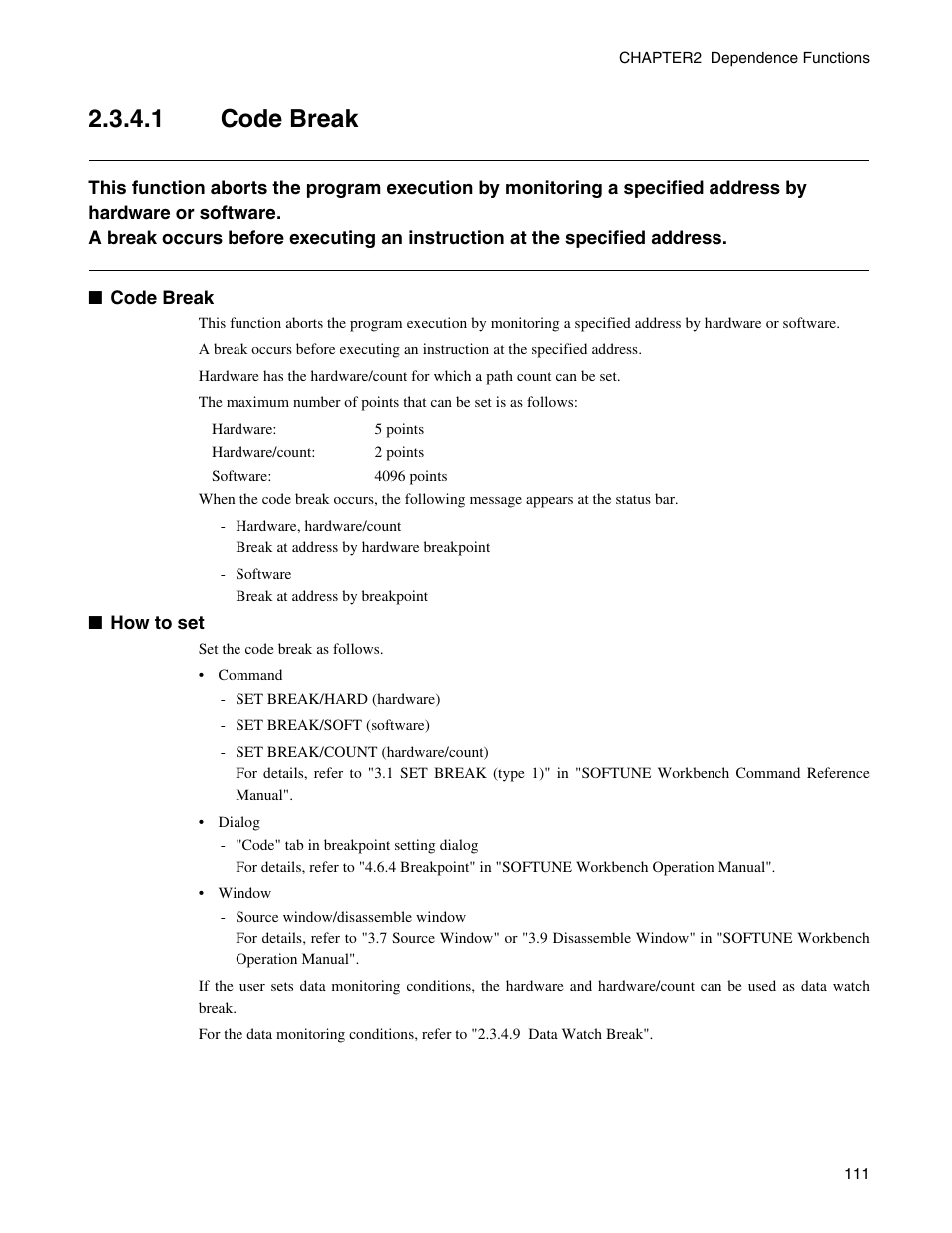 1 code break, Code break | FUJITSU CM71-00329-7E User Manual | Page 121 / 234