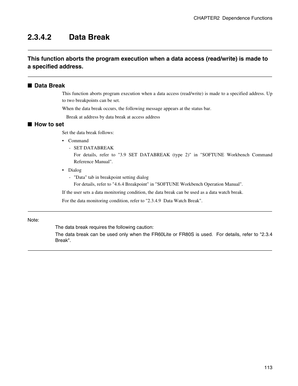 2 data break, Data break | FUJITSU CM71-00329-7E User Manual | Page 123 / 234