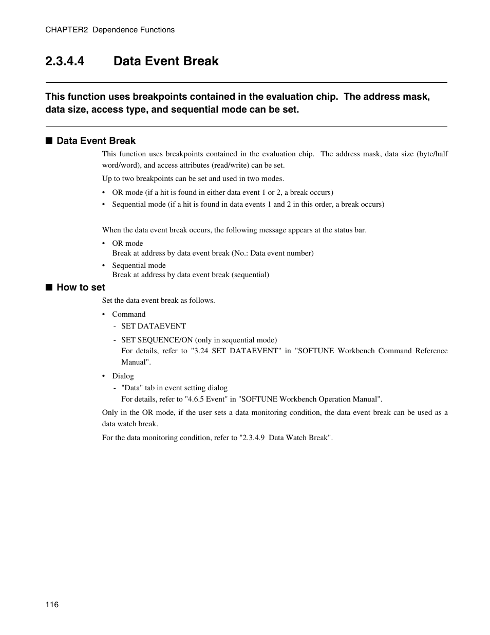 4 data event break, Data event break | FUJITSU CM71-00329-7E User Manual | Page 126 / 234