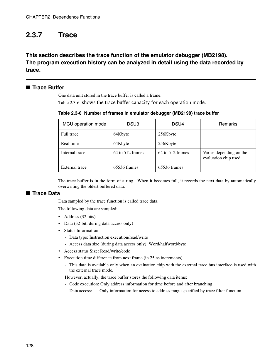 7 trace, Trace | FUJITSU CM71-00329-7E User Manual | Page 138 / 234