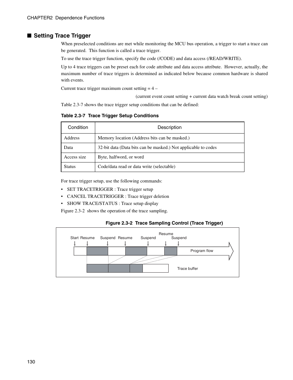 Setting trace trigger | FUJITSU CM71-00329-7E User Manual | Page 140 / 234