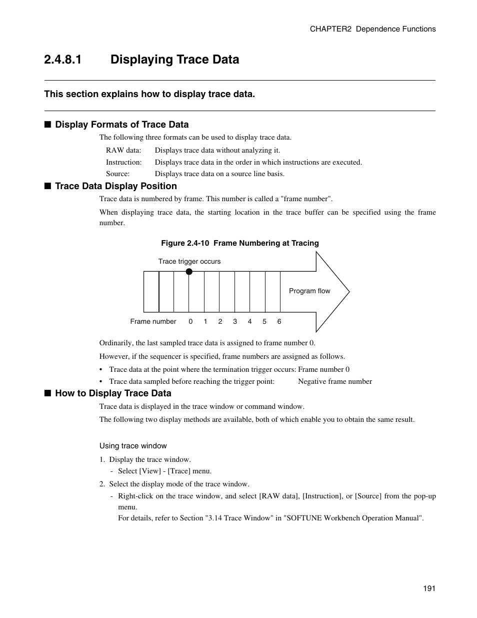 1 displaying trace data, Displaying trace data | FUJITSU CM71-00329-7E User Manual | Page 201 / 234