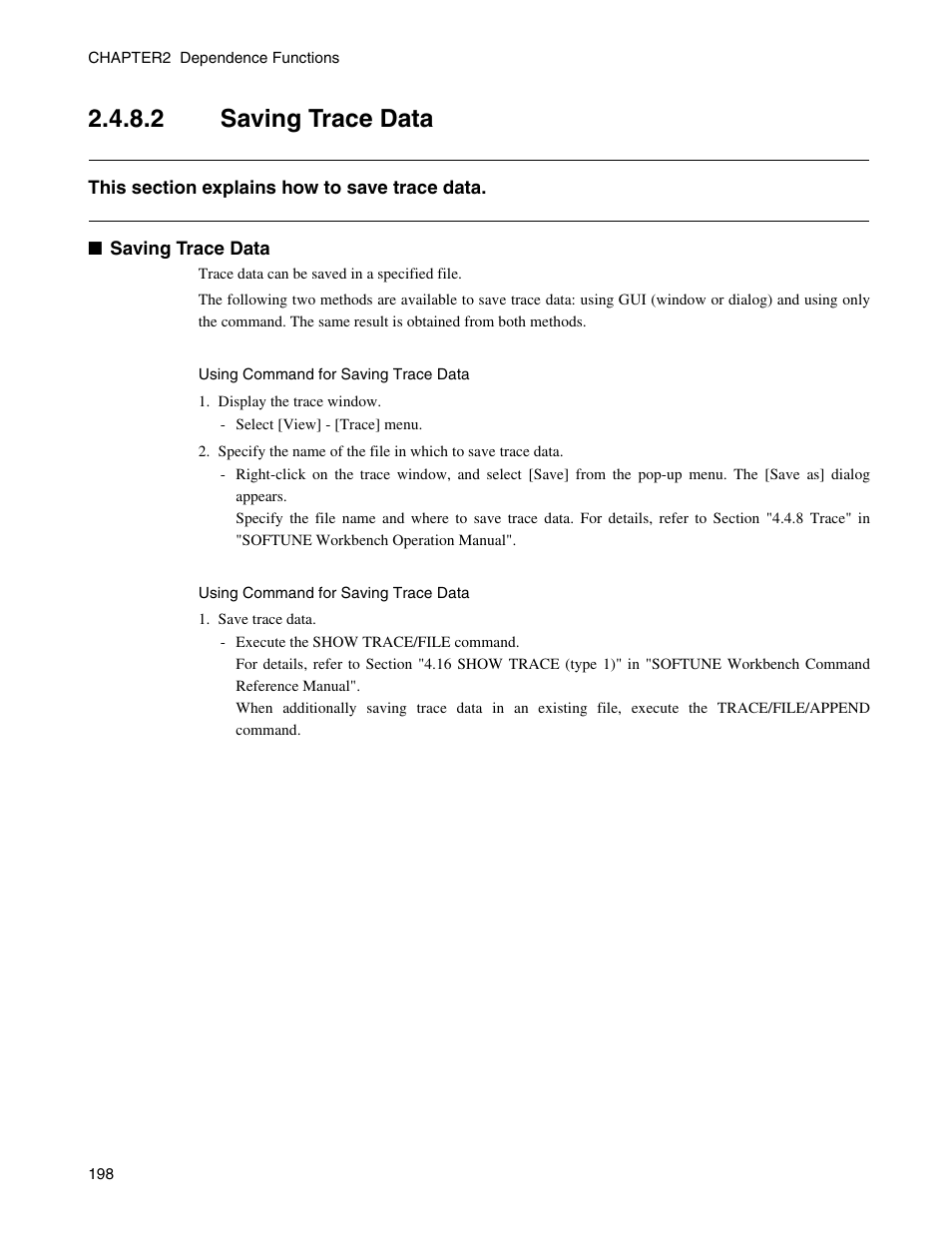 2 saving trace data, Saving trace data | FUJITSU CM71-00329-7E User Manual | Page 208 / 234