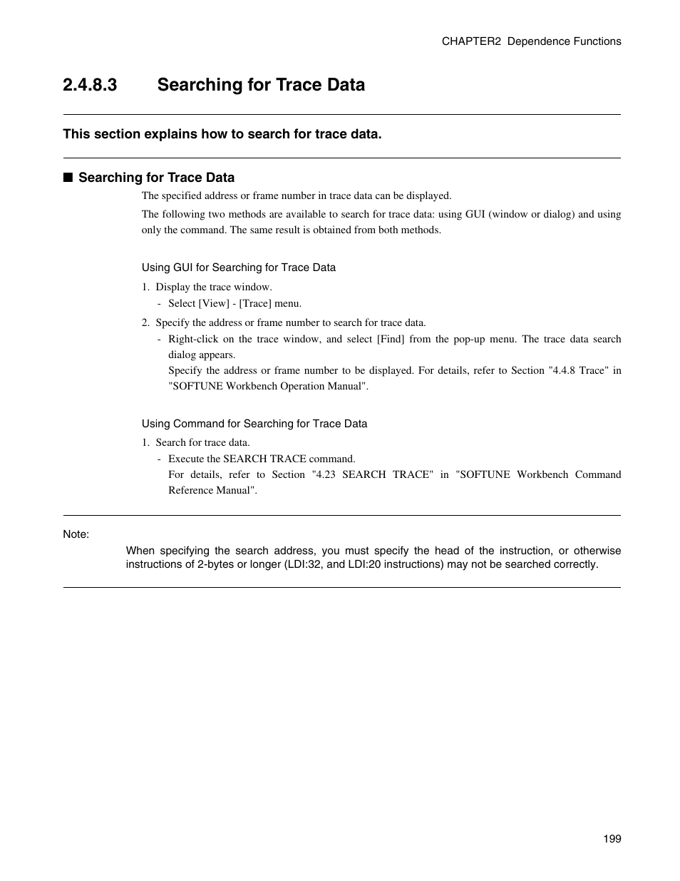 3 searching for trace data, Searching for trace data | FUJITSU CM71-00329-7E User Manual | Page 209 / 234