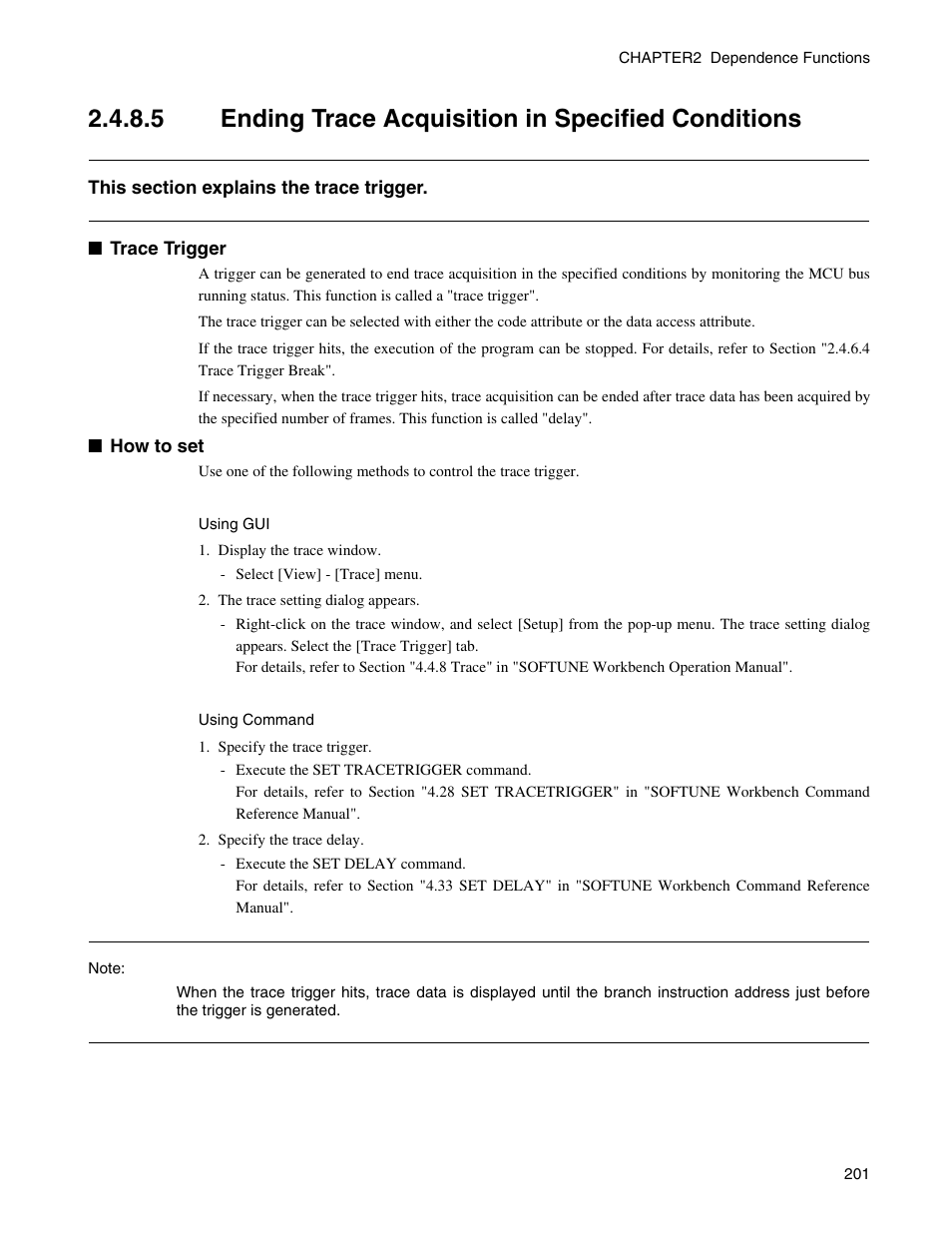 5 ending trace acquisition in specified conditions, Ending trace acquisition in specified conditions | FUJITSU CM71-00329-7E User Manual | Page 211 / 234