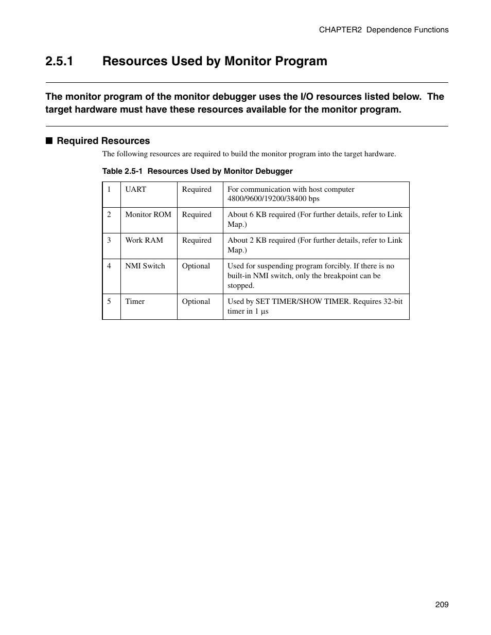 1 resources used by monitor program, Resources used by monitor program | FUJITSU CM71-00329-7E User Manual | Page 219 / 234