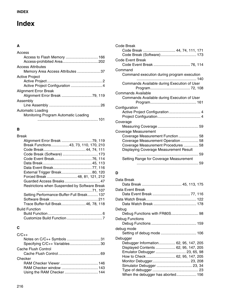 Index | FUJITSU CM71-00329-7E User Manual | Page 226 / 234
