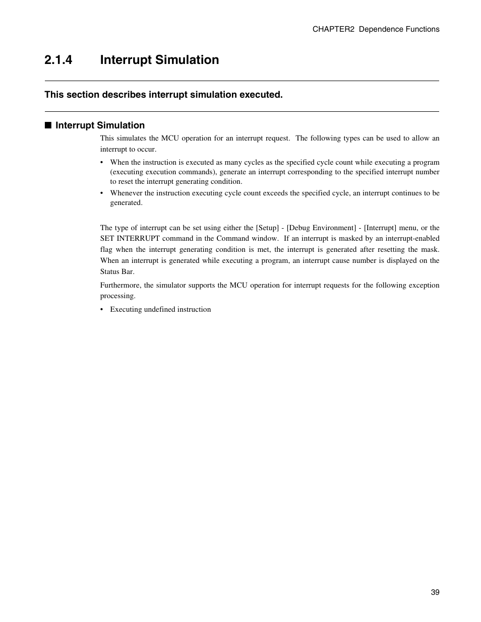 4 interrupt simulation, Interrupt simulation | FUJITSU CM71-00329-7E User Manual | Page 49 / 234