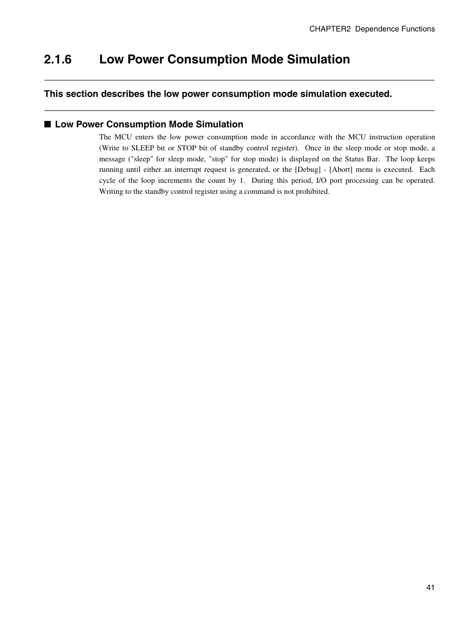 6 low power consumption mode simulation, Low power consumption mode simulation | FUJITSU CM71-00329-7E User Manual | Page 51 / 234