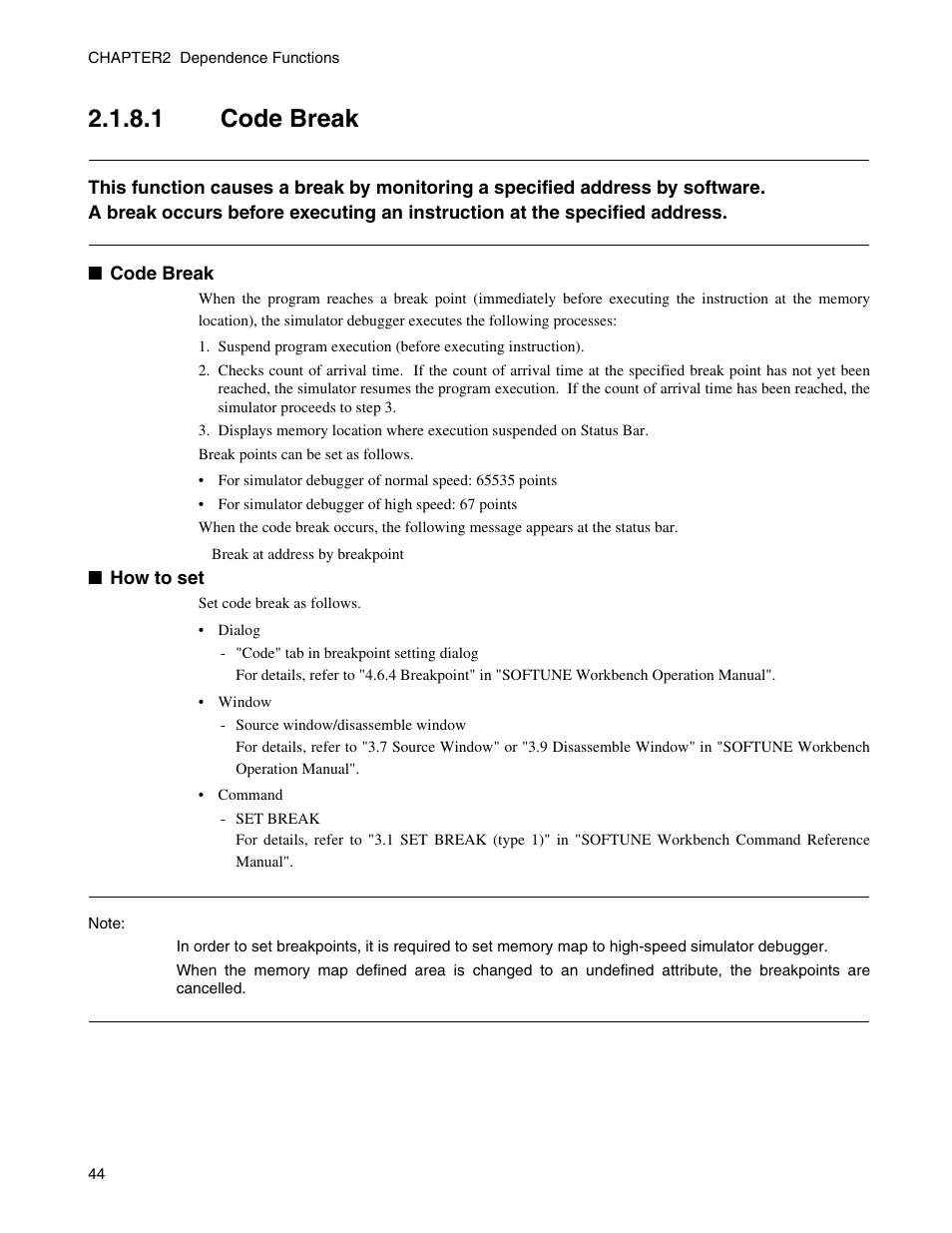 1 code break, Code break | FUJITSU CM71-00329-7E User Manual | Page 54 / 234