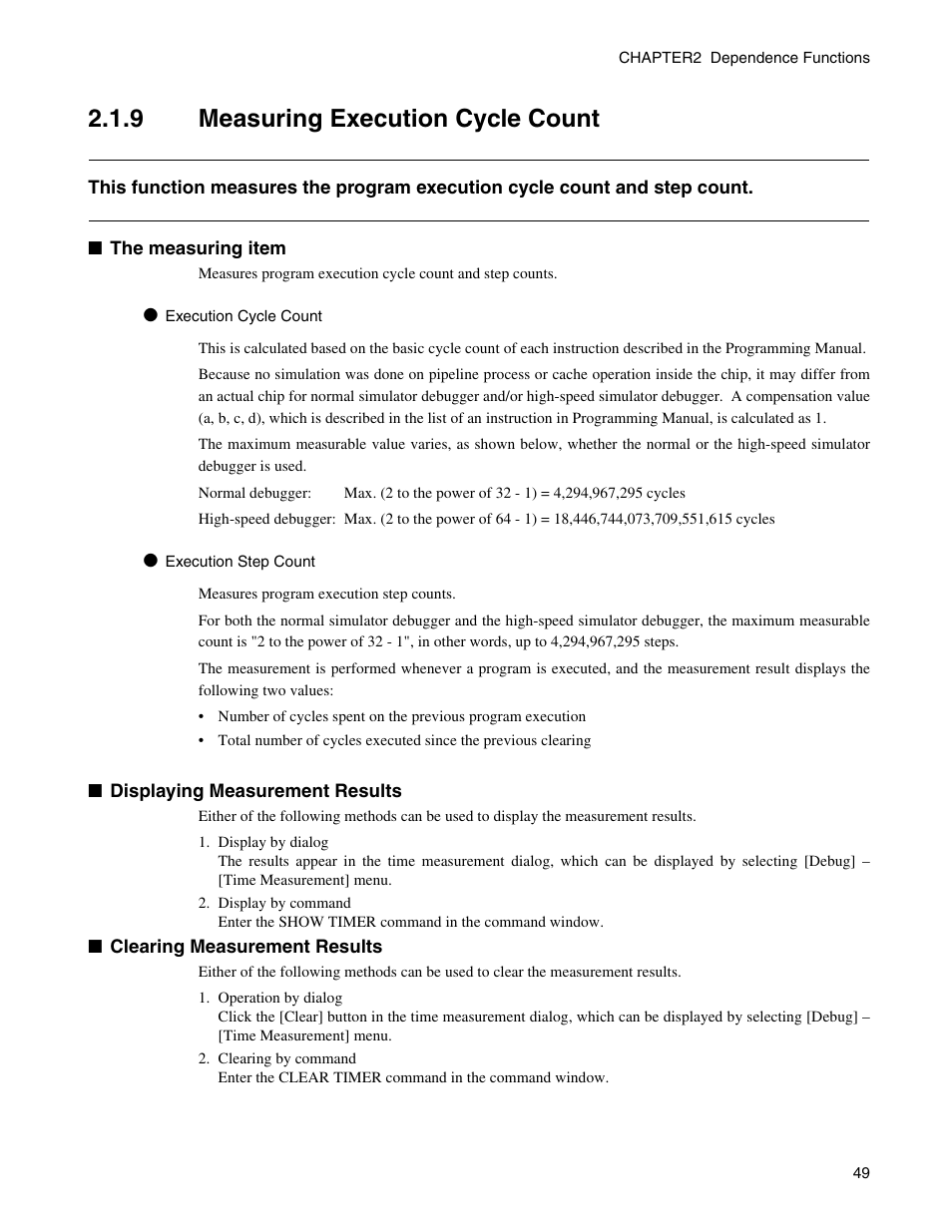 9 measuring execution cycle count, Measuring execution cycle count | FUJITSU CM71-00329-7E User Manual | Page 59 / 234