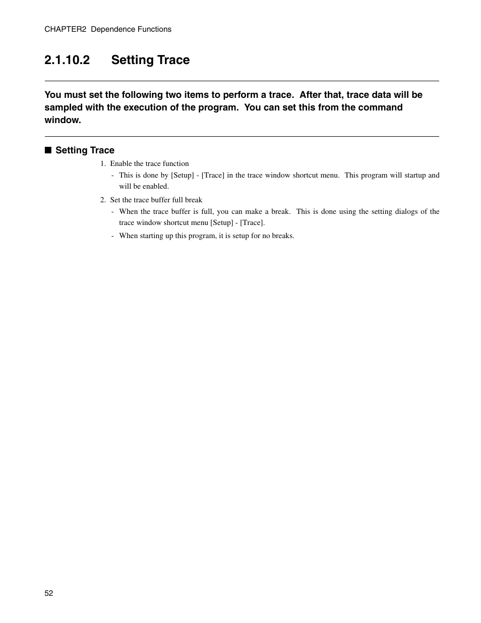 2 setting trace | FUJITSU CM71-00329-7E User Manual | Page 62 / 234