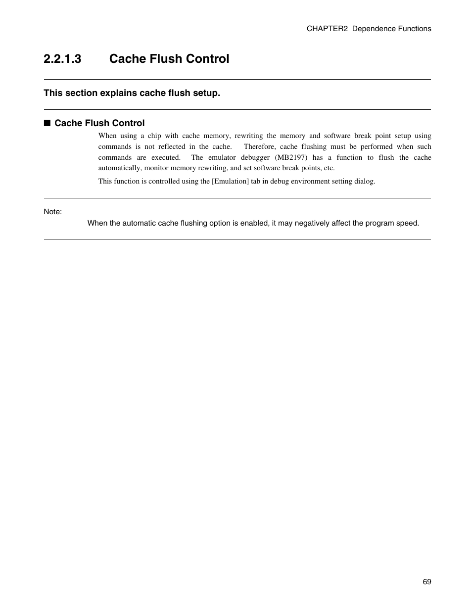 3 cache flush control, Cache flush control | FUJITSU CM71-00329-7E User Manual | Page 79 / 234