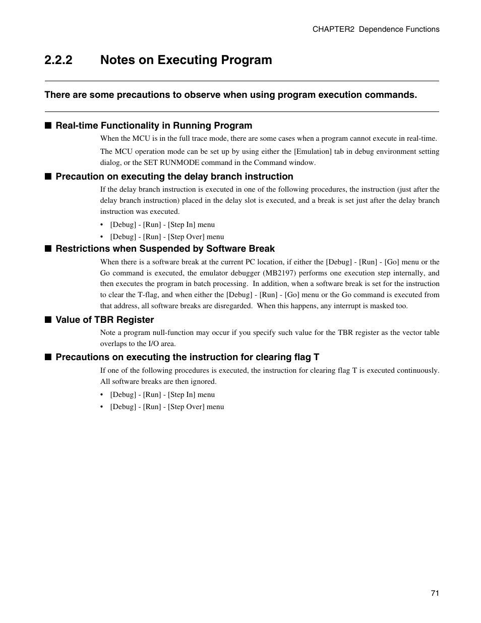 2 notes on executing program, Notes on executing program | FUJITSU CM71-00329-7E User Manual | Page 81 / 234