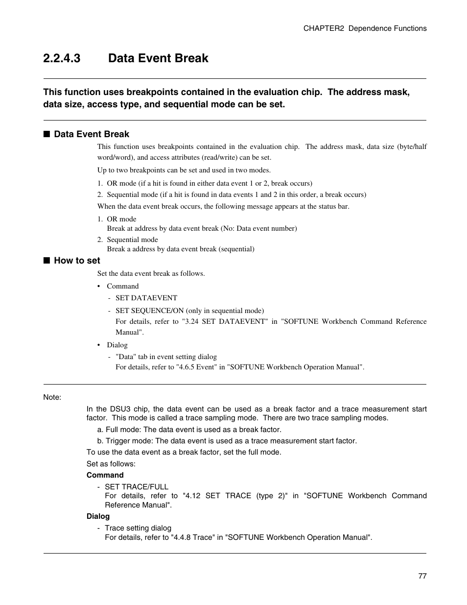 3 data event break, Data event break | FUJITSU CM71-00329-7E User Manual | Page 87 / 234