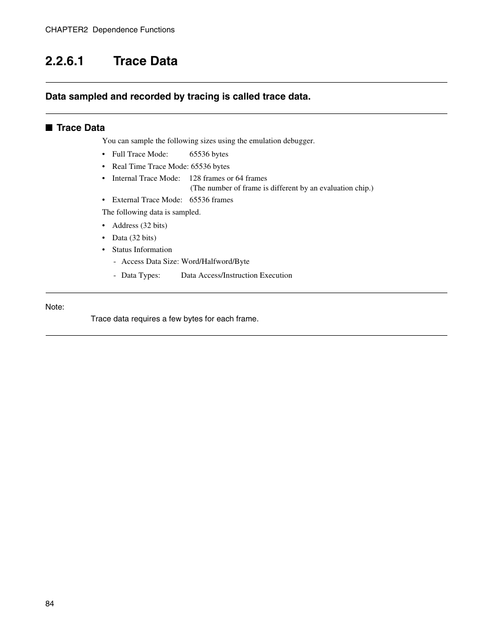 1 trace data, Trace data | FUJITSU CM71-00329-7E User Manual | Page 94 / 234