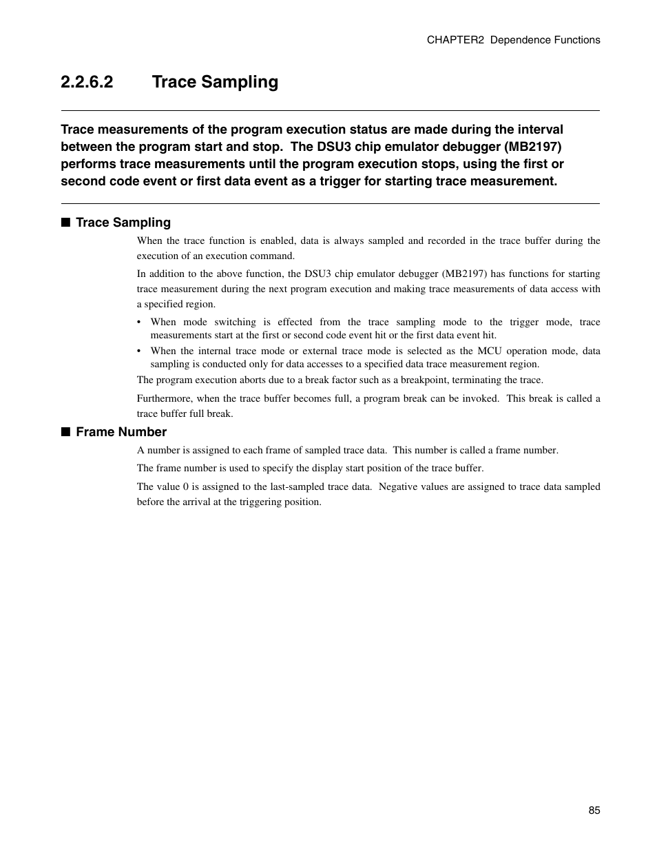2 trace sampling, Trace sampling | FUJITSU CM71-00329-7E User Manual | Page 95 / 234