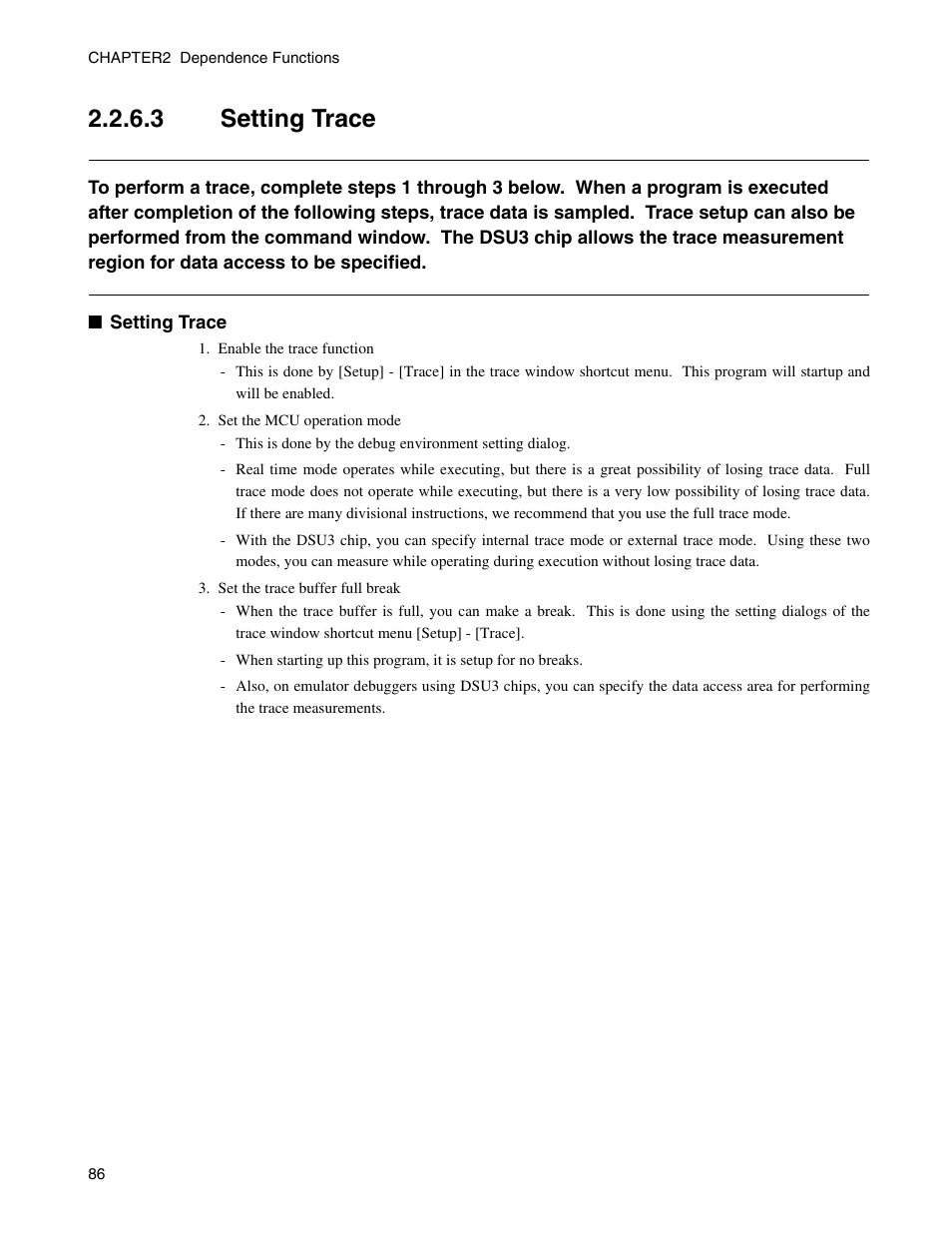 3 setting trace, Setting trace | FUJITSU CM71-00329-7E User Manual | Page 96 / 234