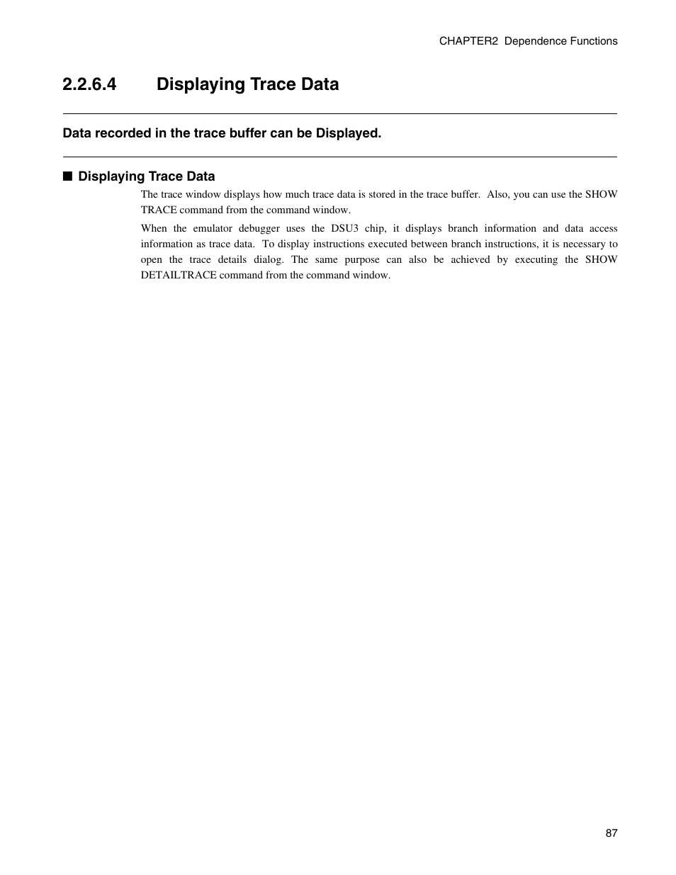 4 displaying trace data, Displaying trace data | FUJITSU CM71-00329-7E User Manual | Page 97 / 234