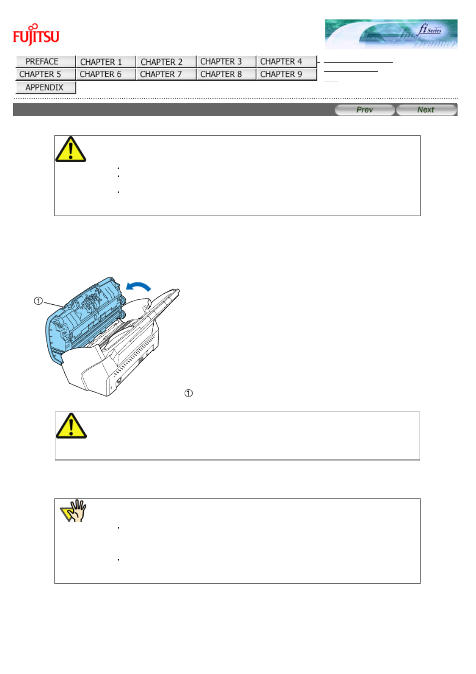 1 removing jammed documents | FUJITSU Image Scanner fi-6130 User Manual | Page 152 / 222