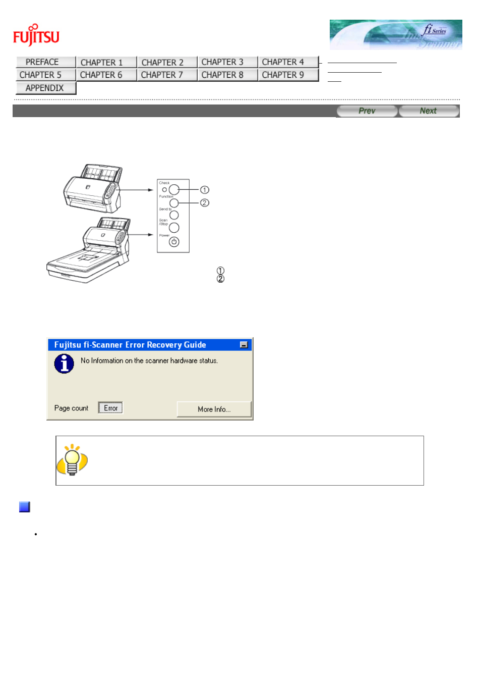 2 error indications on the operator panel, Temporary errors | FUJITSU Image Scanner fi-6130 User Manual | Page 154 / 222