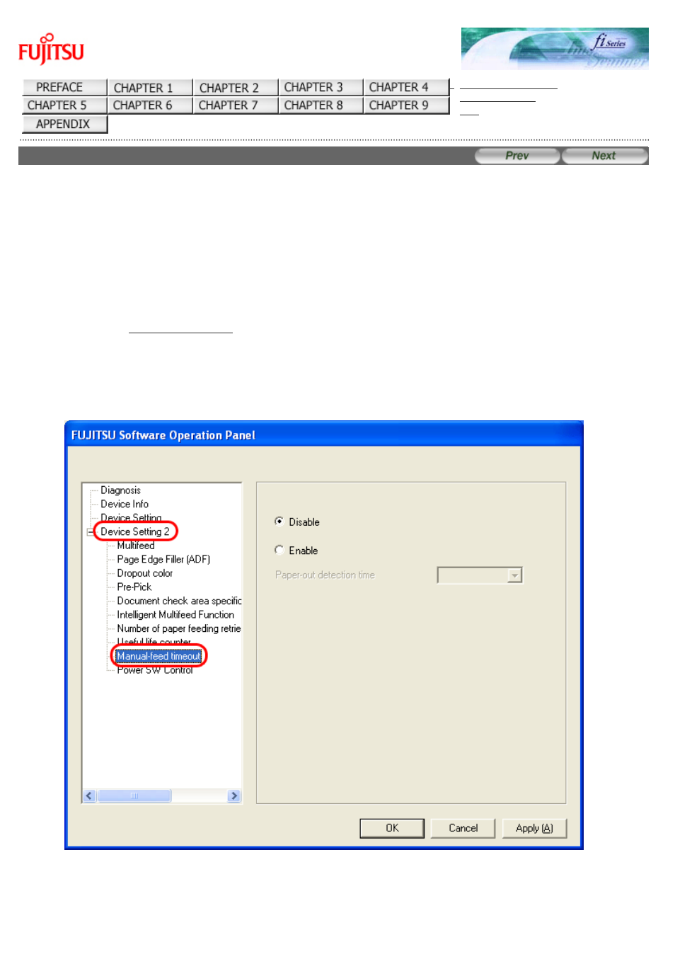 11 setting for timeout for manual feeding, Manual-feed timeout | FUJITSU Image Scanner fi-6130 User Manual | Page 210 / 222