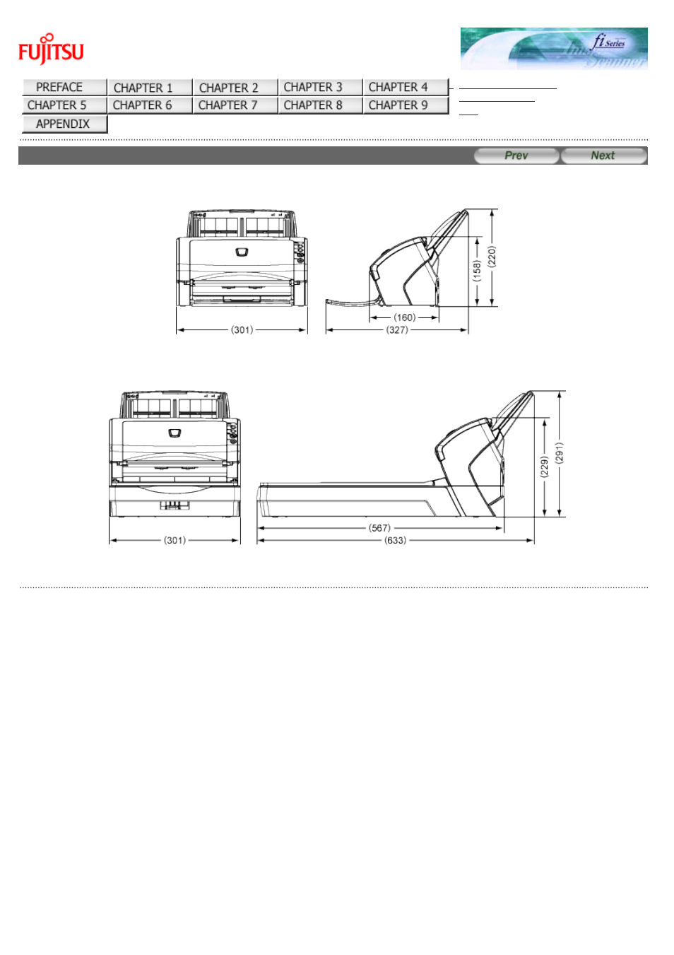 3 external dimensions | FUJITSU Image Scanner fi-6130 User Manual | Page 218 / 222