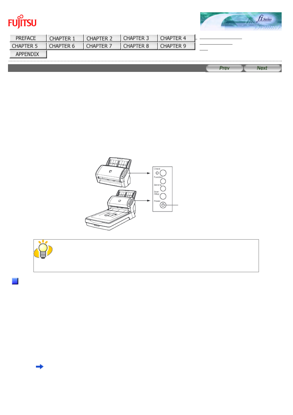 1 turning the scanner on, About power on/off control | FUJITSU Image Scanner fi-6130 User Manual | Page 23 / 222