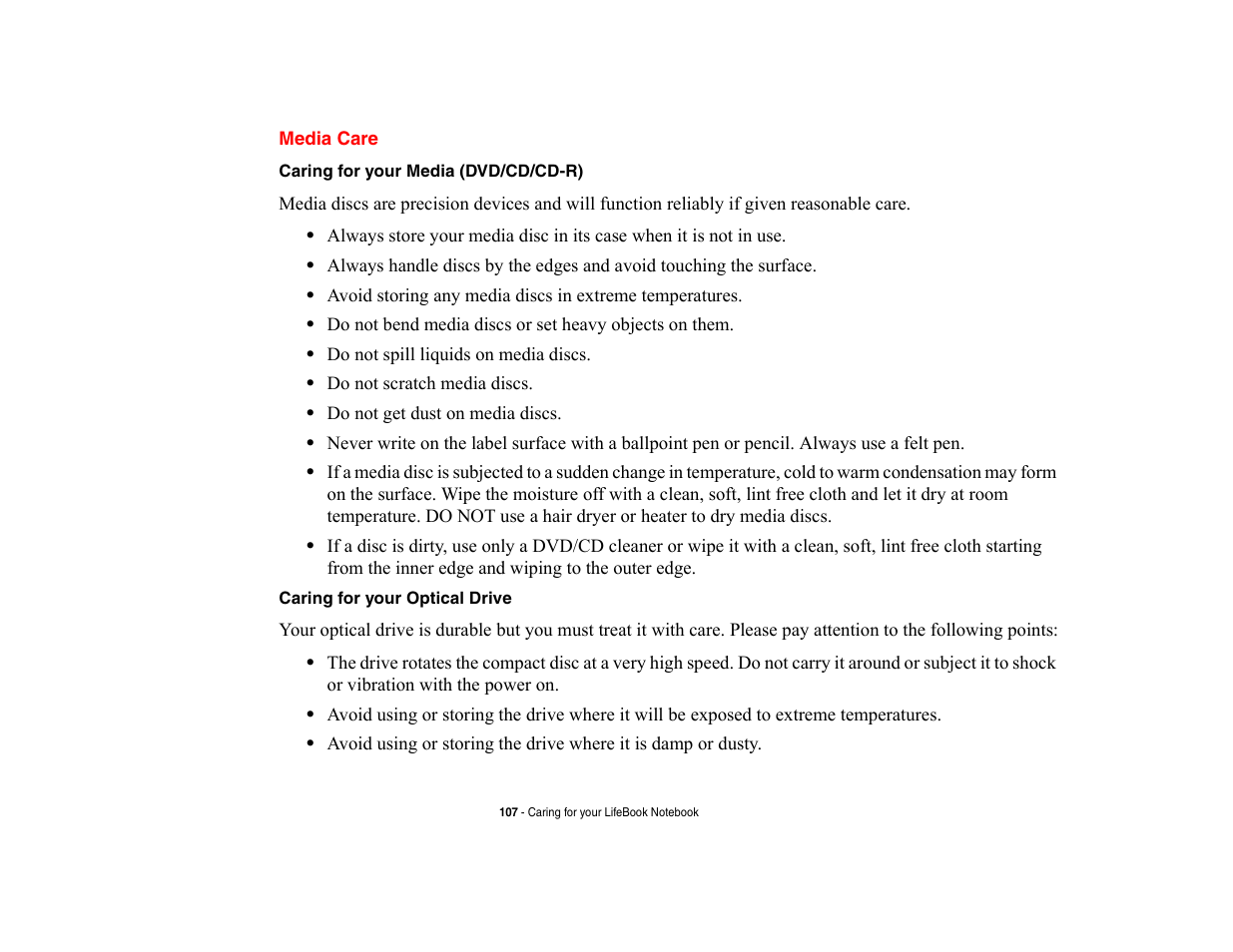 Media care | FUJITSU V700 User Manual | Page 112 / 161