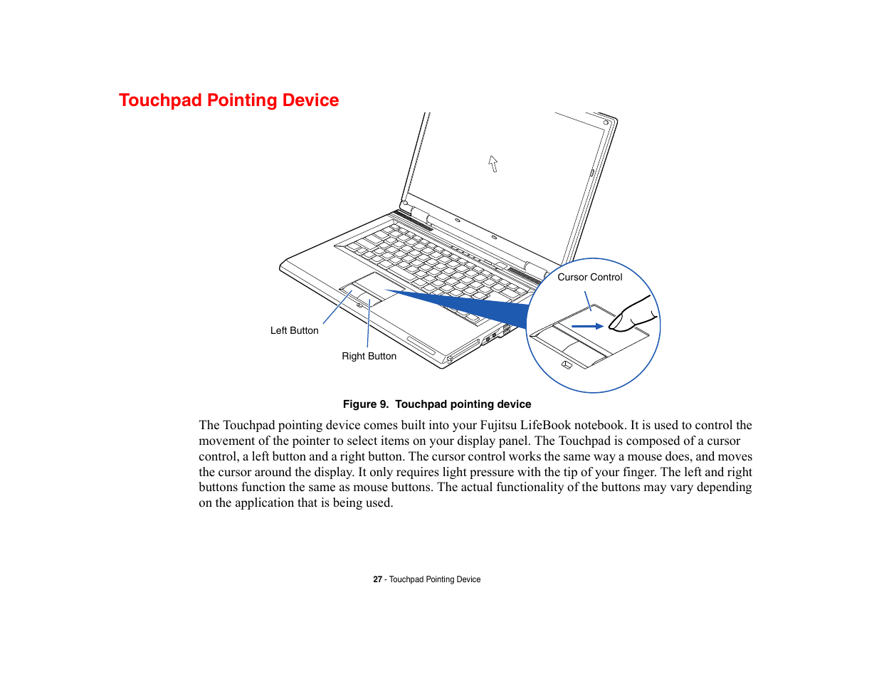 Touchpad pointing device | FUJITSU V700 User Manual | Page 32 / 161