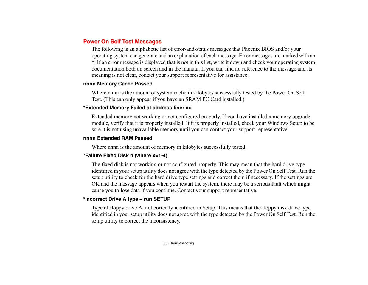 Power on self test messages | FUJITSU V700 User Manual | Page 95 / 161