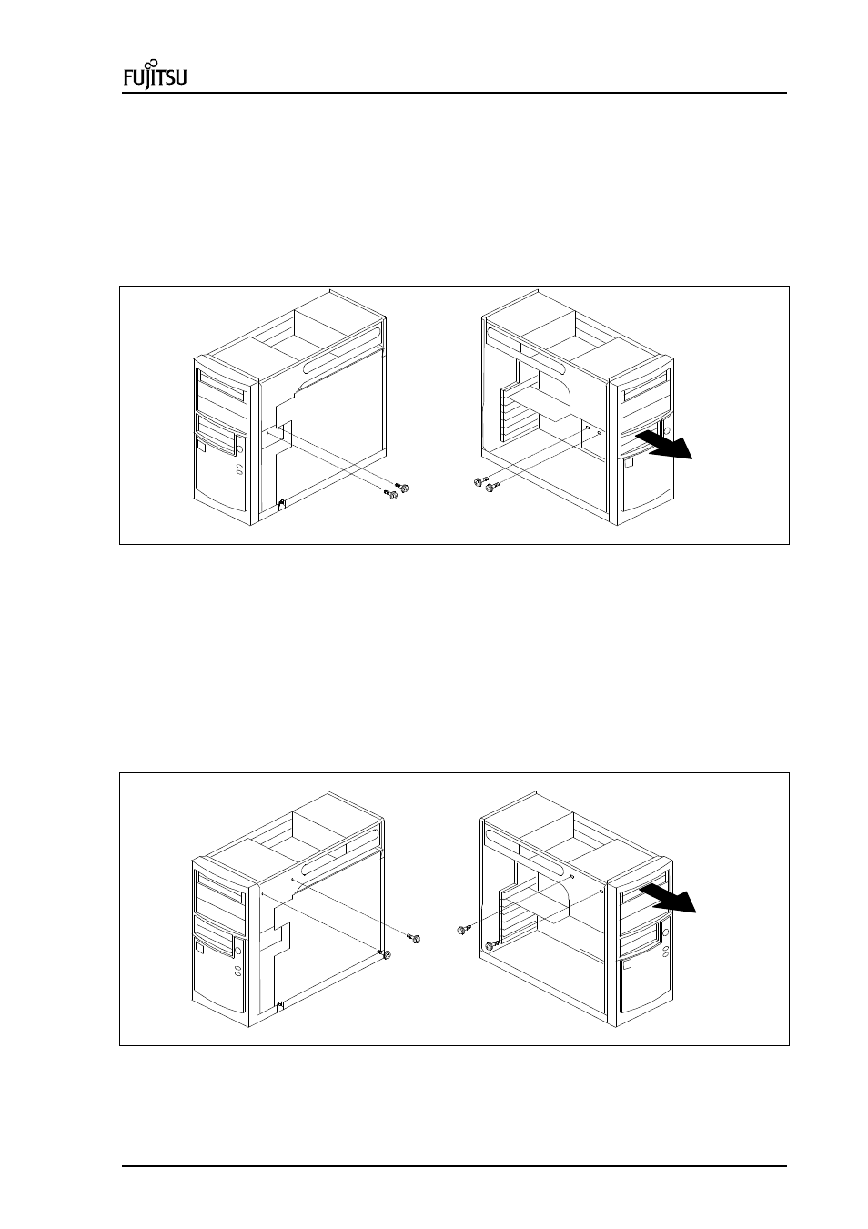 Removing and installing the floppy disk drive, Removing and installing the cd-rom drive | FUJITSU ErgoPro m664 User Manual | Page 17 / 98